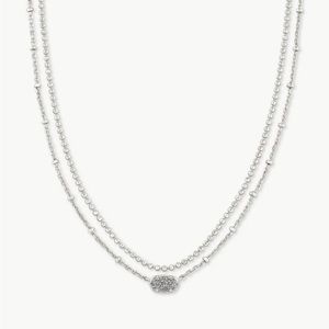 NWOT Kendra Scott Emilie Silver Multi Strand Necklace in Platinum Drusy